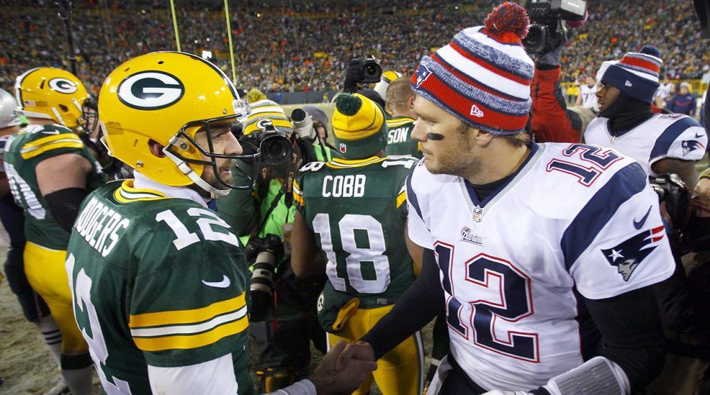 Brady and Rodgers shake hands post game