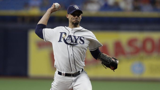 Charlie Morton pitches for Rays