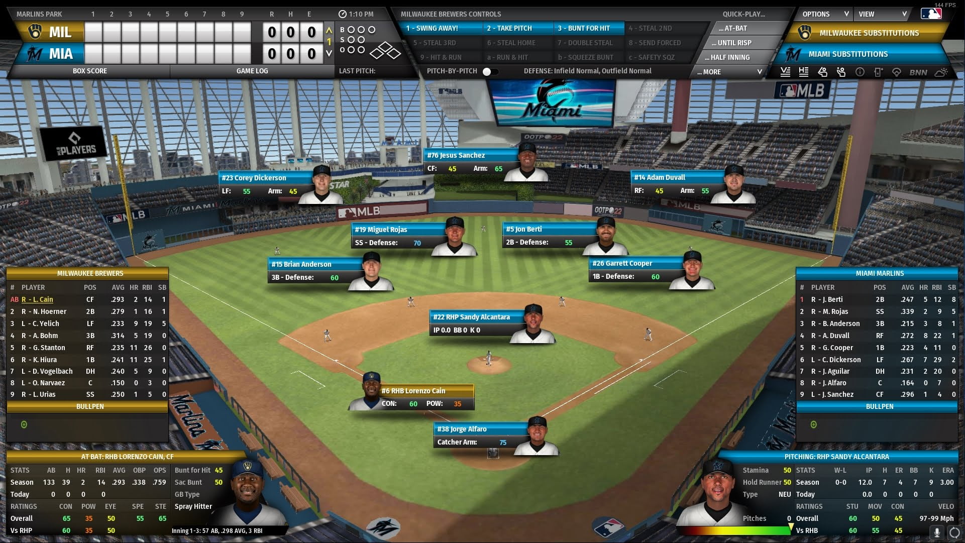OOTP In-game view